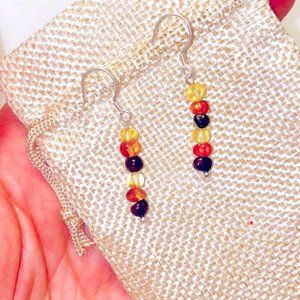 Baltic ?Amber Sterling Silver Dangling Earrings ?